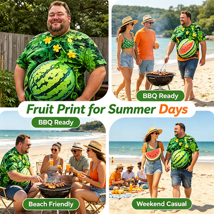 Funny Men's Watermelon Graphic T-Shirt, Fruit Print Summer Tee 🍉