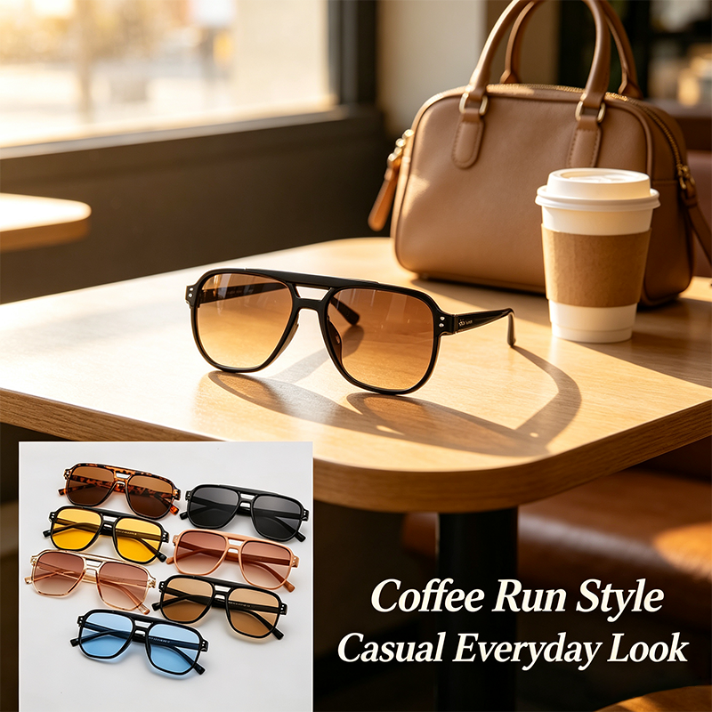 Women's 4/7-Pack Polarized Sunglasses Set - Y2K Unisex Double Bridge Aviator 🕶️