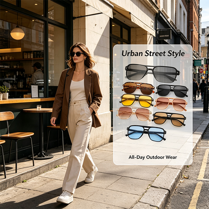 Women's 4/7-Pack Polarized Sunglasses Set - Y2K Unisex Double Bridge Aviator 🕶️