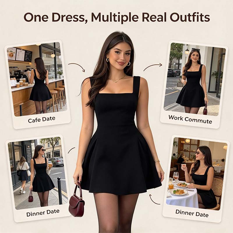 French Elegance Women's Short Fit Elegant Chic Dress, Elegant Dresses 👗