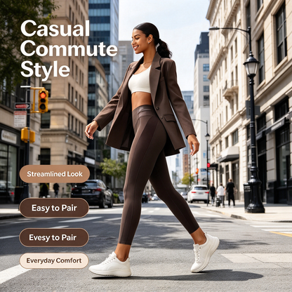 High Waisted Stretchy PU Tummy Control Yoga Leggings with Pocket 🧘