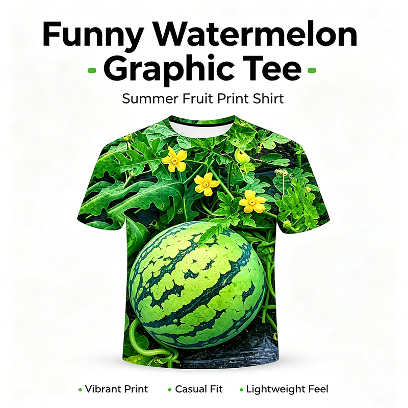 Funny Men's Watermelon Graphic T-Shirt, Fruit Print Summer Tee 🍉