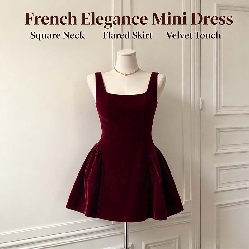 French Elegance Women's Short Fit Elegant Chic Dress, Elegant Dresses 👗