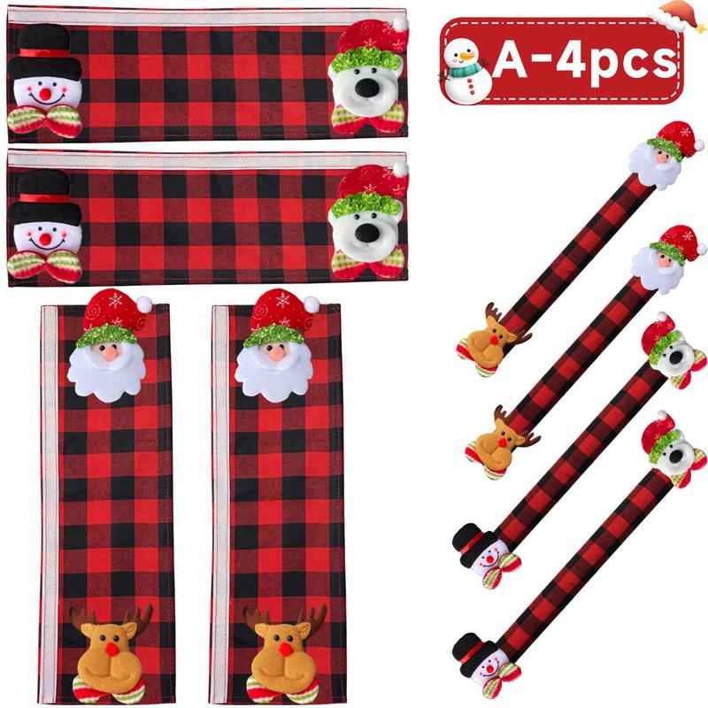 2/4/6PCS Plush Christmas Refrigerator Door Handle Covers 🎄