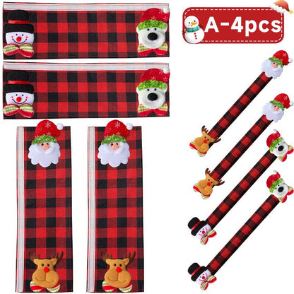 2/4/6PCS Plush Christmas Refrigerator Door Handle Covers 🎄