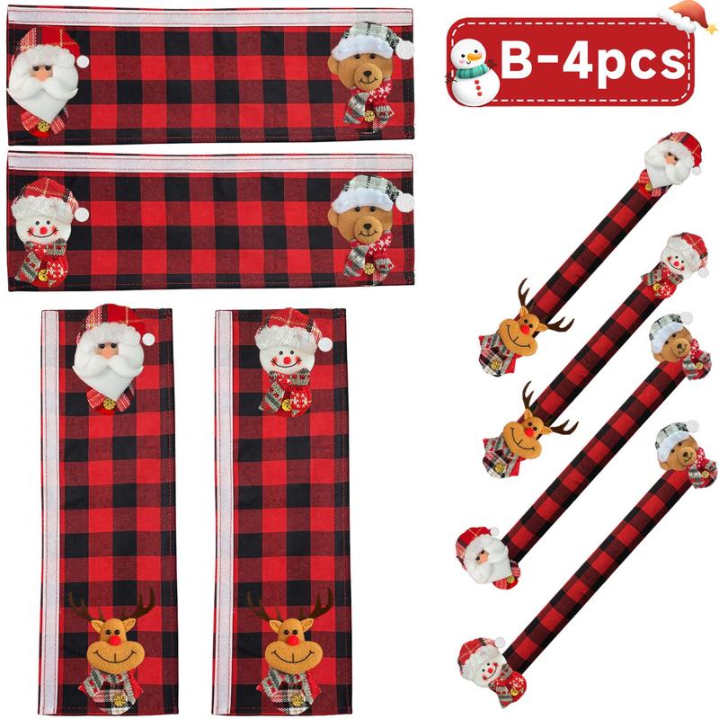 2/4/6PCS Plush Christmas Refrigerator Door Handle Covers 🎄