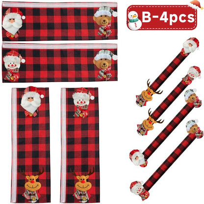 2/4/6PCS Plush Christmas Refrigerator Door Handle Covers 🎄