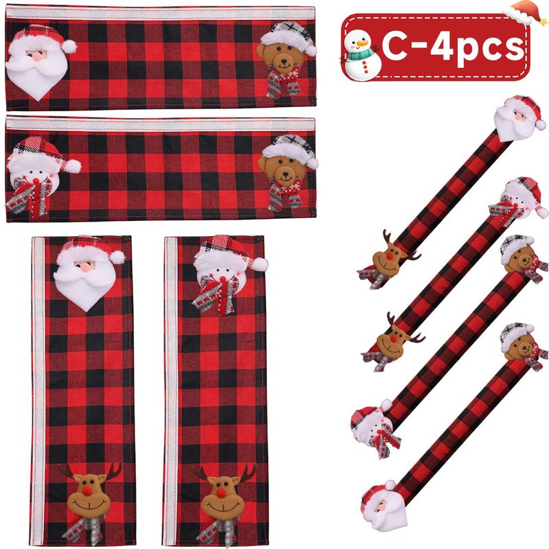 2/4/6PCS Plush Christmas Refrigerator Door Handle Covers 🎄