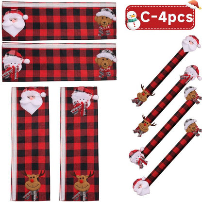 2/4/6PCS Plush Christmas Refrigerator Door Handle Covers 🎄