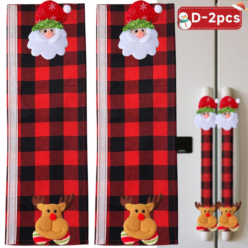 2/4/6PCS Plush Christmas Refrigerator Door Handle Covers 🎄