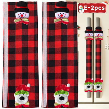 2/4/6PCS Plush Christmas Refrigerator Door Handle Covers 🎄