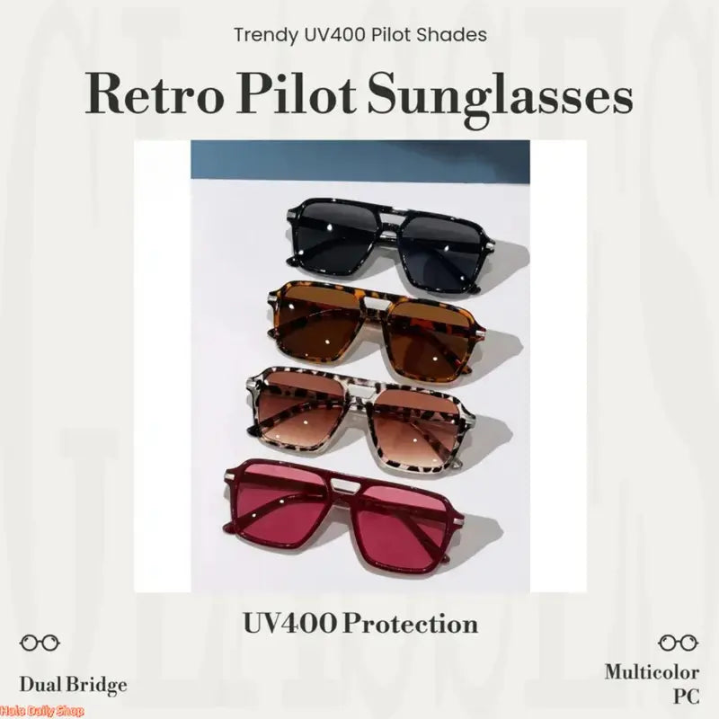 Women's 4/7-Pack Polarized Sunglasses Set - Y2K Unisex Double Bridge Aviator 🕶️