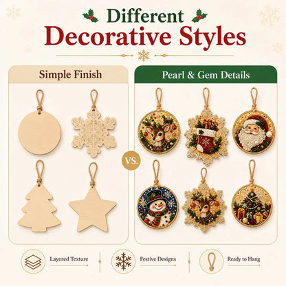 6Pcs/12Pcs Christmas DIY Diamond Painting Ornaments Kit, Xmas Tree Hanging Pendant 🎄