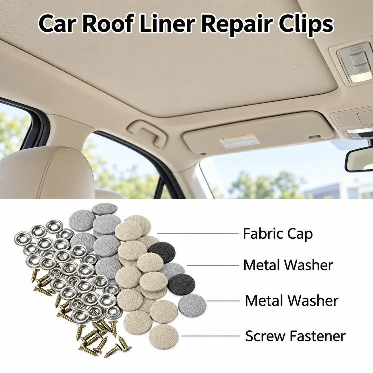 50 Pack Car Roof Headliner Repair Buttons, Fabric Covered Retainer Screws 🚗