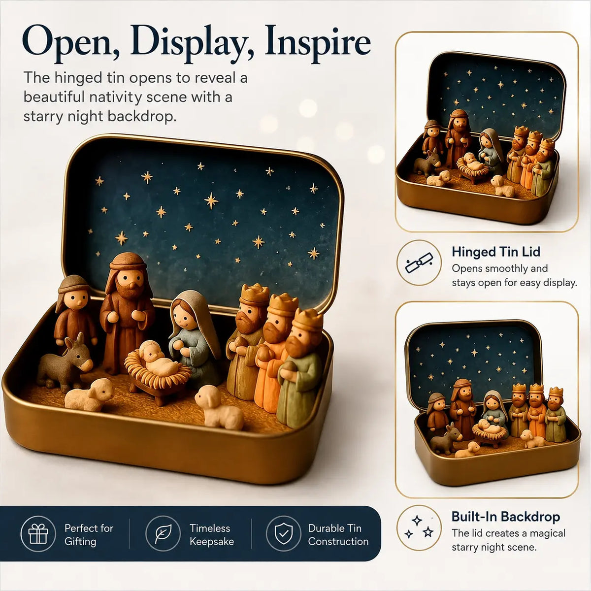 Religious Pocket-Size Mini Nativity Scene Set with Storage Box⛪