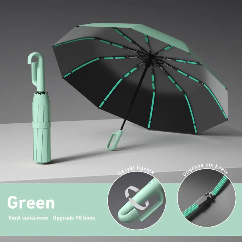 Automatic Folding Umbrella, Portable Rain Umbrella with Loop Buckle ☔