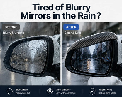 One Pair Snap-On Mirror Rain Visor Eyebrows, Waterproof Carbon Fiber Auto Exterior🚙