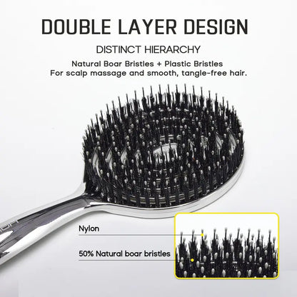 Anti-Static Hollow Round Bristle Brush - Massaging Design for Enhanced Volume 💆