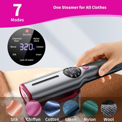 Portable Travel Garment Steamer for Clothes, Portable Clothing Steamer Iron, 7 Modes with LED Display ✨