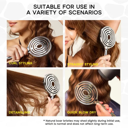 Anti-Static Hollow Round Bristle Brush - Massaging Design for Enhanced Volume 💆