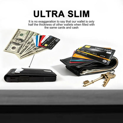 Men's RFID Minimalist Bifold Wallet - 1 ID Window, Pop‑Up Card Holder, Money Clip 💳