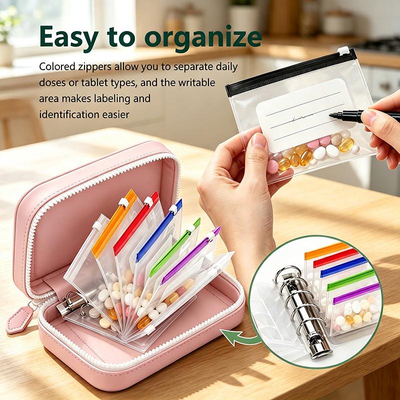 Waterproof Pill Pouch Set, 14pcs Bags Inside, A8 Waterproof Pill Organizer Set, 7 to 14 Days of Meds 🩹