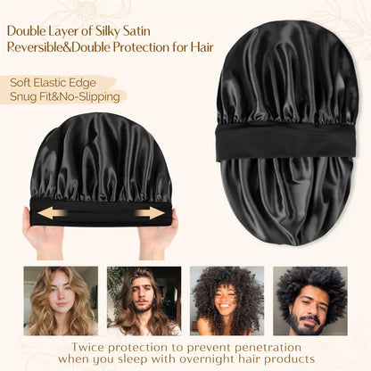 Bonnet for Men Hair Bonnet for Sleeping Double Layer Satin Bonnets 😴
