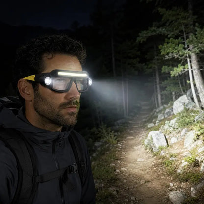 Rechargeable LED Headlamp Glasses - Hand-Wave Sense, Type-C USB Charging 🕶️