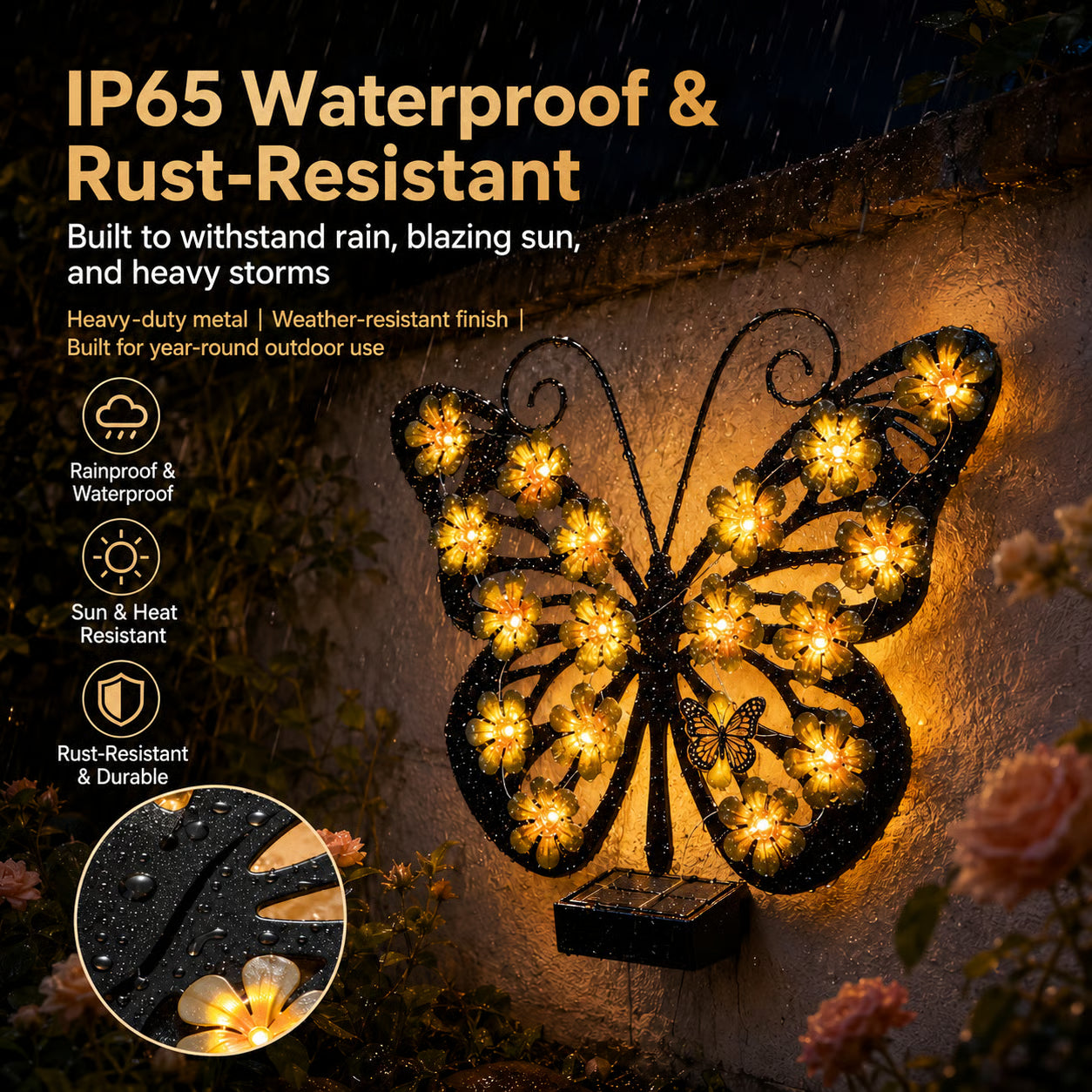 Solar Metal Butterfly Wall Lights Outdoor Decor🦋
