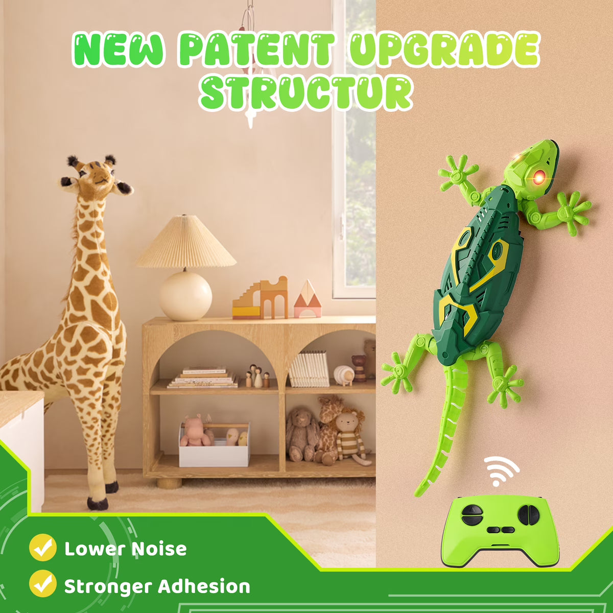 Wall Crawler Gecko, Remote Control Toy, Electric Lizard Toy with LED Glowing Eyes🦎