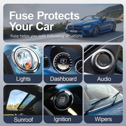 Car Fuse Assortment Kit, Mini Blade Fuses Automotive + Standard Auto Fuses + Puller🔩🚙