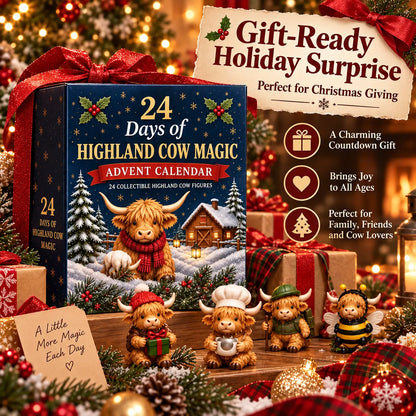 24-Day Highland Cow Advent Calendar - Christmas Countdown Gift Box 🐄🎁