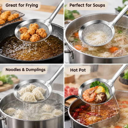 Stainless Steel Fine Mesh Skimmer Spoons, Multi-Size Hot Pot Fat Skimmers 🍲