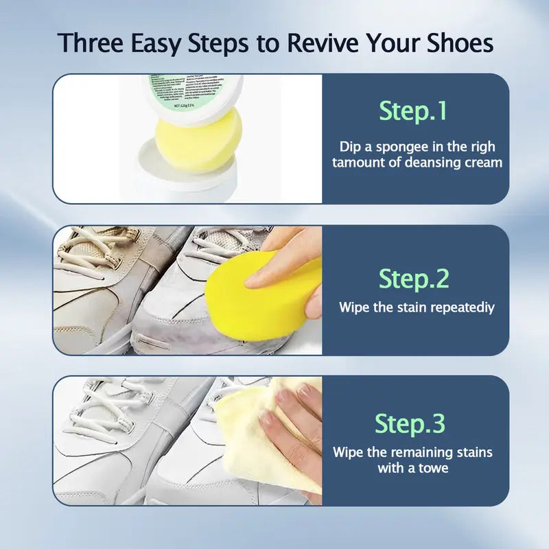 White Shoe Cleaning Cream with Sponge Applicator -Multi-Purpose Household Cleaner🧽