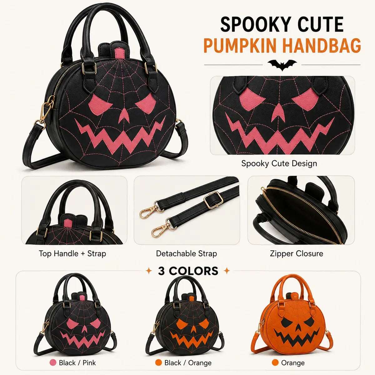 Spooky Jack‑O‑Lantern Pumpkin Crossbody Bag Novelty Spiderweb Stitching Handbag🎃