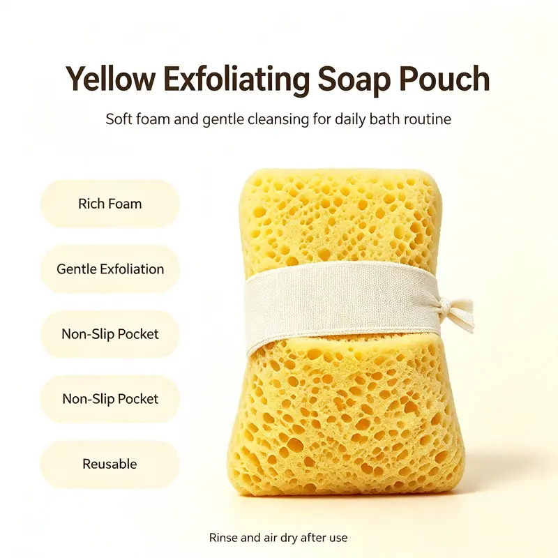 2Pcs Soft Bath Sponge with Soap Pocket, Quick Foaming Shower Scrub Sponge for Smooth Skin & Daily Body Cleaning 🧼