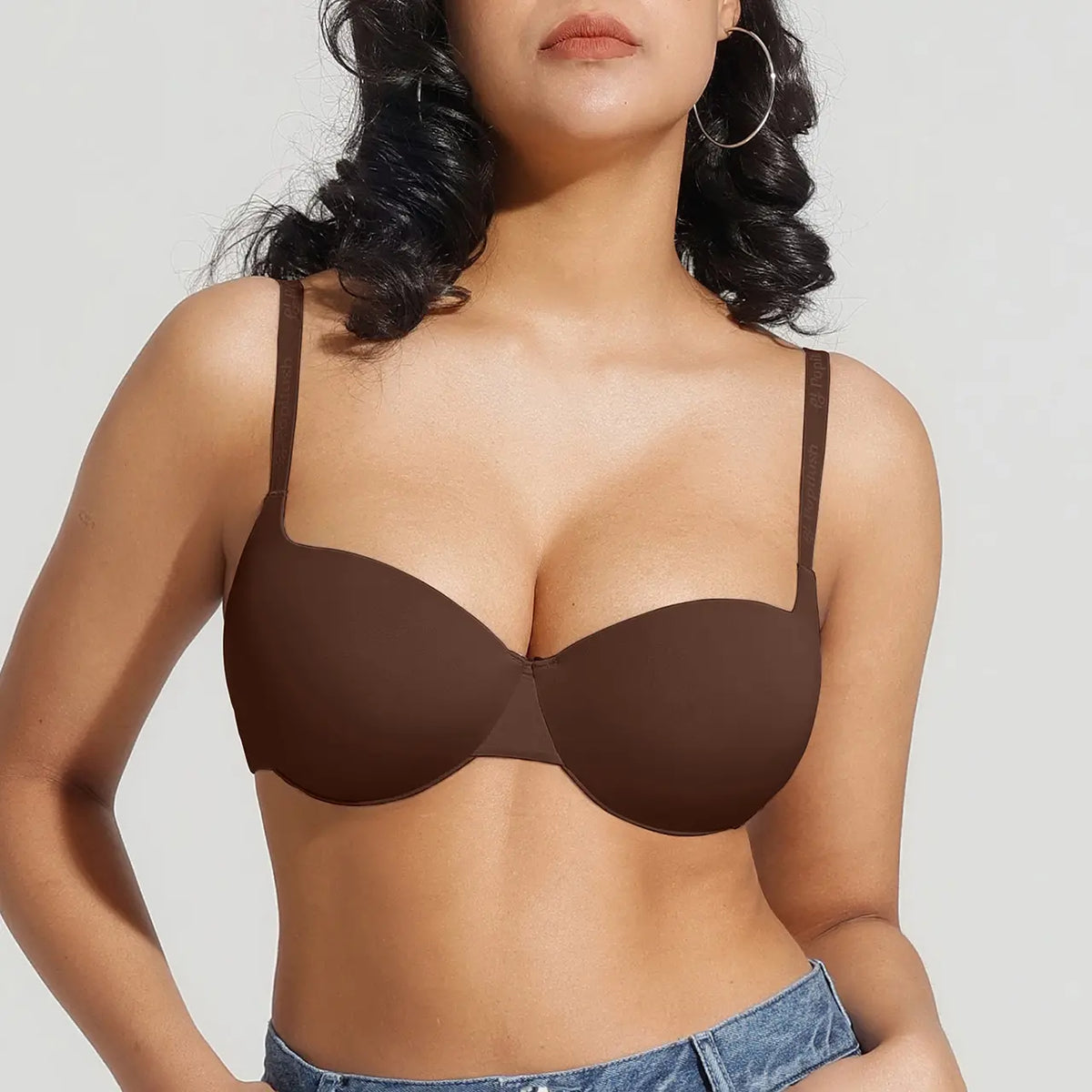 Women 2 Cups Lift Seamless Push Up Underwire T-Shirt Bra ✨