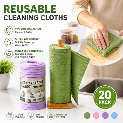 Tearable Reusable Plush Cleaning Cloth Roll, Washable Absorbent Household Cleaning Towels 🧻