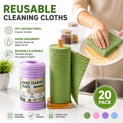 Tearable Reusable Plush Cleaning Cloth Roll, Washable Absorbent Household Cleaning Towels 🧻