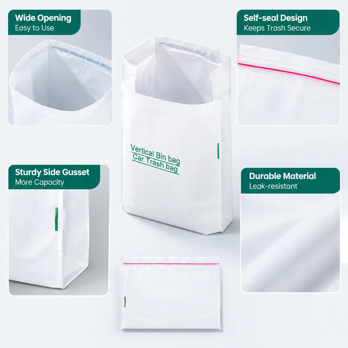20 Counts Car Trash Bag, Self-Adhesive Vertical Disposable Cleaning Bag 🗑️