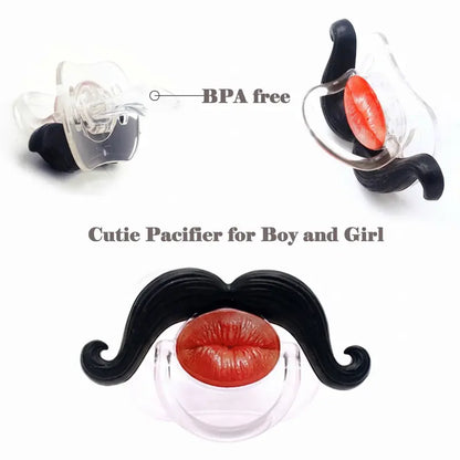 💋 Kissable Mustache Pacifier – Funny Lips & Mustache Novelty Design👶