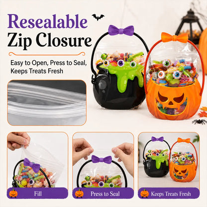 Halloween Plastic Goodie Bags, Trick or Treat Candy Bags 🎃