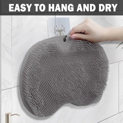 Back & Feet Cleaning Mat,Silicone Shower Foot Scrubber Pad,Shower Massage Soft Bristles Exfoliating Scrubber 🦶