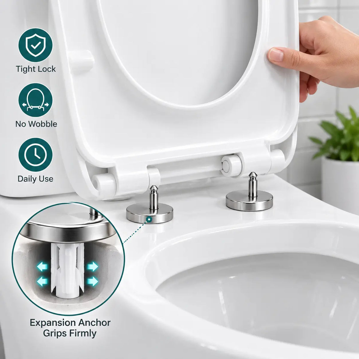 2 Counts Universal Toilet Seat Expansion Screw Bolts, Thickened Stainless Steel 🔩