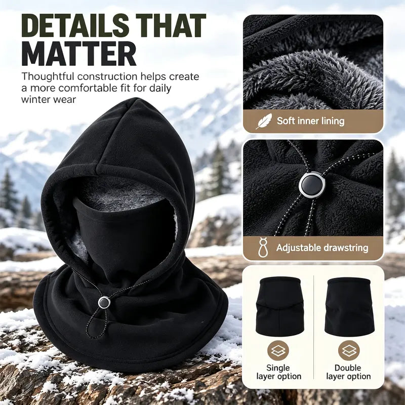 Integrated Flannel Warm Face Mask and Hat, Windproof and Warm 🧣