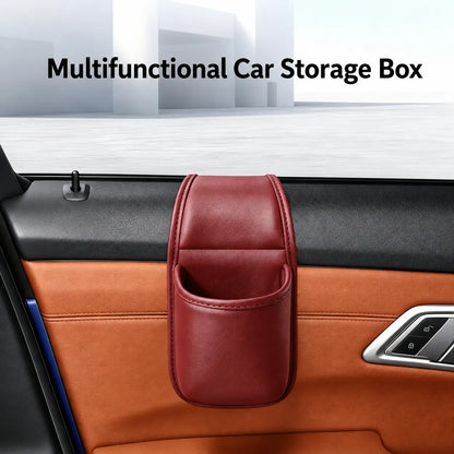 Leather Car Door Storage Pocket - Double‑Layer Compartments🚘