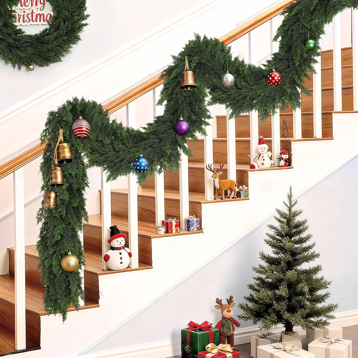 6 FT 2 Pcs Artificial Cedar Garlands, Real Touch Winter Cedar Garland🌲
