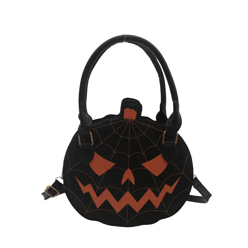 Spooky Jack‑O‑Lantern Pumpkin Crossbody Bag Novelty Spiderweb Stitching Handbag🎃