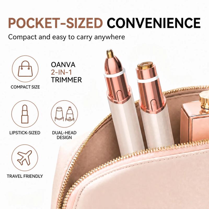 OANVA 2 in 1 facial & eyebrow hair trimmer for Women, Rechargeable Face Razor