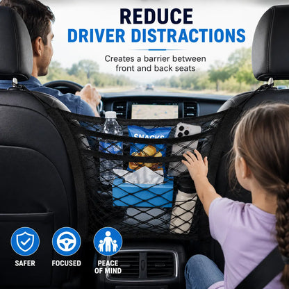 Universal 2 Layer Car Seat Net Storage Mesh Organizer Stretchy Fine Cargo Net Hook Pouch Holder🚗